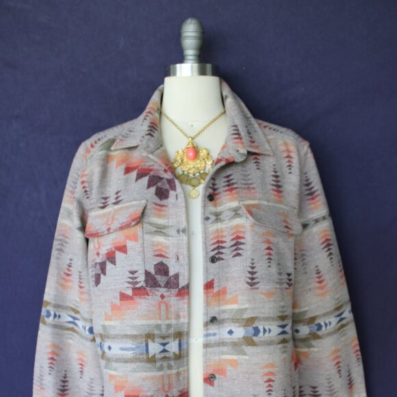 Pendleton jacquard Wool Shacket Board shirt Aztec Southwestern tunic Jacket XL - Picture 8 of 13